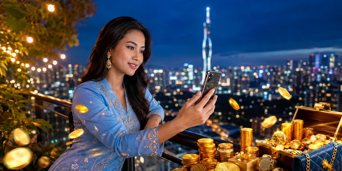 Pemain wanita berbaju kurung bermain kasino mudah alih di Kuala Lumpur