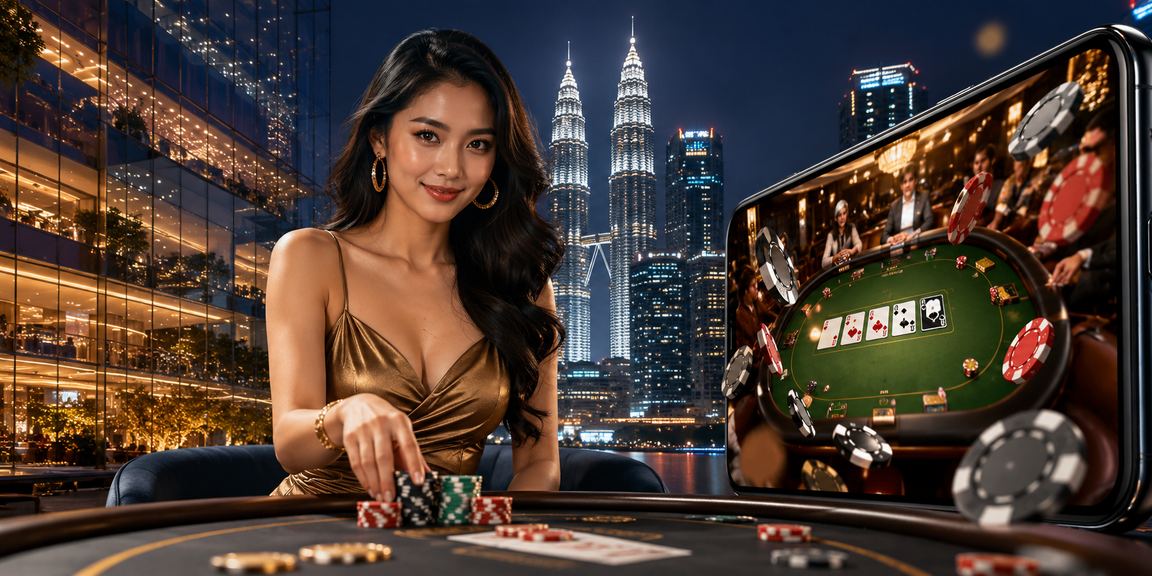 Pemain poker di Kuala Lumpur menggunakan platform kasino langsung dengan antara muka moden